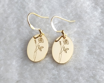 Floral Earrings,Birth Month Flower Earrings,Birth Flower Earrings,Personalized Minimalist Earrings,Mama Earrings,Birthday Gifts,Gift for Her