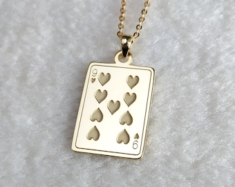 Nine of hearts,Jack of Hearts Necklace,Playing Cards Neklace,Queen of Hearts Nekclace,King of Hearts Necklace,Custom Gift for Him,Dad Gift