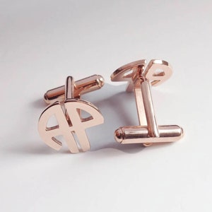 Gemelos de boda para novios, gemelos con iniciales de monograma, gemelos de boda, gemelos circulares con monograma personalizado, elegantes gemelos con monograma