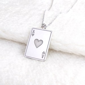 Collar de As de Corazones, Collar de Reina de Corazones, Collar de Jota de Corazones, Collar de Naipes, Collar de Rey de Corazones, Joyería para Hombre, Regalo Personalizado para Él