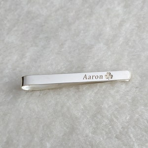 Name Shamrock Tie Clip,Shamrock Tie Clip,Seamróg Tie Clip,Good Luck Tie Clip,Semair Tie Clip,Groom Gift from Bride,Father&#39;s Day Gift