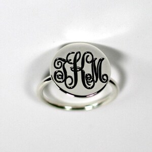 Sterling Silver Monogram Ring,Initial Ring,Personalized Name Ring,Nameplate ring, Engraved Monogrammed Ring,Custom Name Jewelry