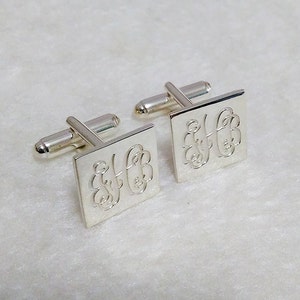 Wedding Cufflinks,Personalized Square Cufflinks,Groom Wedding Cufflinks,3 Initials Cufflinks,Engraved CuffLinks,Elegant Monogrammed Cufflink