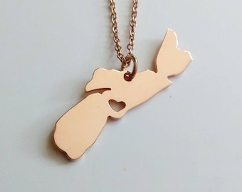 Custom England Neckalce,Canada Necklace,Nova Scotia Map Necklace,Nova Scotia Necklace,State Shaped Necklace Custom Necklace With A Heart