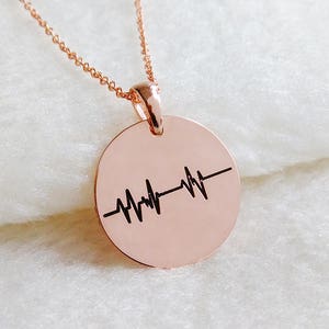 Beating Heart Pulse Necklace,Heartlines Necklace Gold,ECG Necklace,Personalized Heartbeat Necklace,Heart Beat Stethoscope Charm Necklace