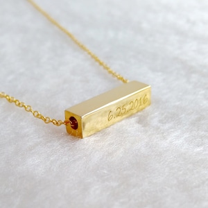 Gepersonaliseerde ponsketting, ketting goudstaaf, verticale naamstaafketting, gegraveerde staafketting, lange staafketting, aangepaste staafsieraden