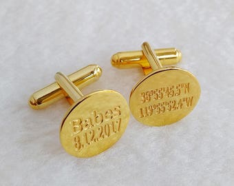 Babes and Coordinates Cufflinks,Groom Wedding Cufflinks,Date and Initials Cufflinks,Engraved CuffLinks,Elegant Monogrammed Cufflinks