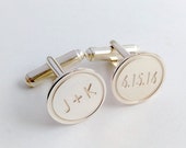 Personalized Wedding Cufflinks,Groom Wedding Cufflinks,Date and Initials Cufflinks,Engraved CuffLinks,Elegant Monogrammed Cufflinks