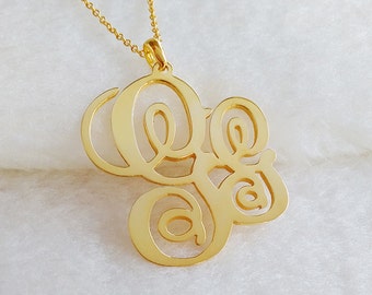 Zwei erste Monogramm Halskette, personalisierte Monogramm Halskette, Gold erste Halskette, Gold Monogramm Halskette, Namensschild Halskette, Weihnachtsgeschenk
