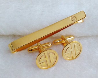 Hochzeit Manschettenknöpfe und Krawattenklammer, Mix und Match Krawattenklammer und Manschettenknöpfe, Monogramm Manschettenknöpfe und Krawattenklammer, Geschenk für die Hochzeit des Bräutigams, Geschenk zum Vatertag