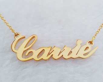 Collar con nombre en oro, collar con nombre personalizado, collar personalizado de celebridad, joyería con nombre de Sex and the City, el mejor regalo para chicas, regalo de Navidad