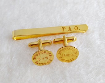 Wedding Cufflinks and Tie Clip Set,Tie Clip and Cufflinks,Engraved Cuff Links and Tie Clip,Groom Wedding Gift,Gift for Fathers Day
