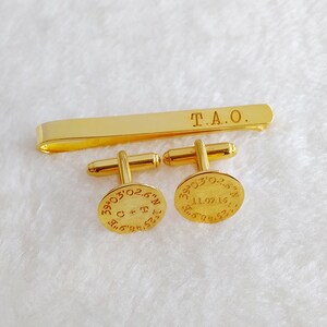 Wedding Cufflinks and Tie Clip Set,Tie Clip and Cufflinks,Engraved Cuff Links and Tie Clip,Groom Wedding Gift,Gift for Fathers Day