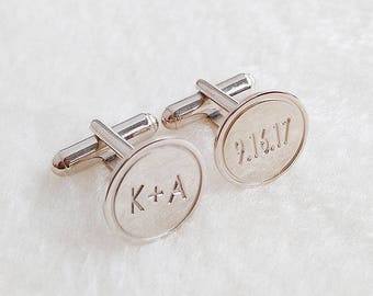 Personalized Wedding Cufflinks,Groom Wedding Cufflinks,Date and Initials Cufflinks,Engraved CuffLinks,Elegant Monogrammed Cufflinks