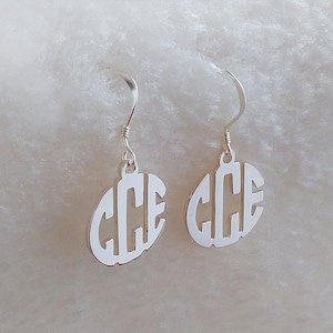 Sterling Silver Monogram Earrings-Personalize Earings any initial Monogram Earings 0.6&quot;inch %100 Handmade