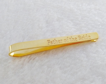 Father Of The Bride Tie Clip,Personalized Gold Wedding Tie Clip,Groom Gift from Bride,Boss Gift Ideas,Father's Day Gift,Christmas Gift