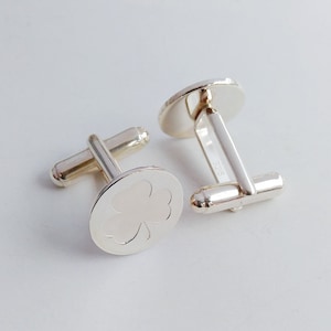 National symbol of Ireland Cufflinks,Shamrock Date Cufflinks,Personalized Wedding Cufflinks,Groom Cufflinks,Elegant Monogrammed Cufflinks