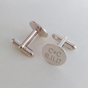 Wedding Date and Initials Cufflinks,Personalized Wedding Cufflinks,Custsom Personalized Engraved CuffLinks,Elegant Monogrammed Cufflinks