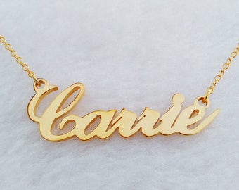 Name Necklace Gold,Triangle Shaped Necklace,Custom Celebrity Necklace,Sex and City Name Jewelry,Best Gift For Girls,Christmas Gift