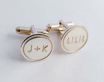 Initials and Date Cufflinks,Personalized Wedding Cufflinks,Groom Wedding Cufflinks,Date and Initials Cufflinks,Engraved CuffLinks