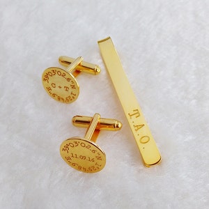 Groom Wedding Gift,Tie Clip and Cufflinks,Wedding Cufflinks and Tie Clip Set,Engraved Cuff Links and Tie Clip,Gift for Fathers Day