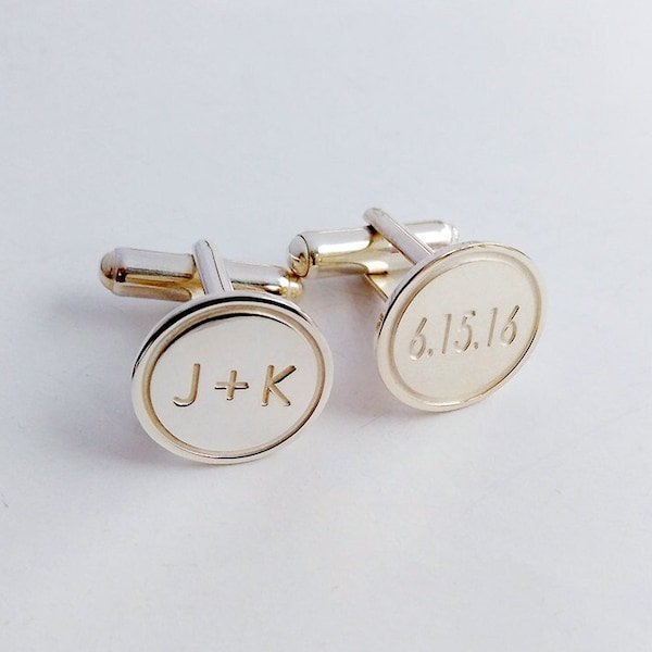 Boutons de manchette de mariage personnalisés, boutons de manchette de mariage de marié, boutons de manchette date et initiales, boutons de manchette gravés, boutons de manchette monogrammés élégants