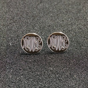 Sterling Silver Monogram Earrings-Personalize Earings any initial Monogram Earings 0.6&quot;inch %100 Handmade