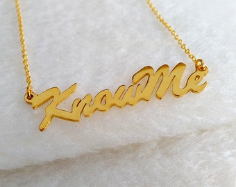 Personalized Phrase Necklace,Carrie Name Necklace Gold,Gold Initials Necklace,Carrie Style Name Necklace,Sex and City Name Jewelry,Best Gift