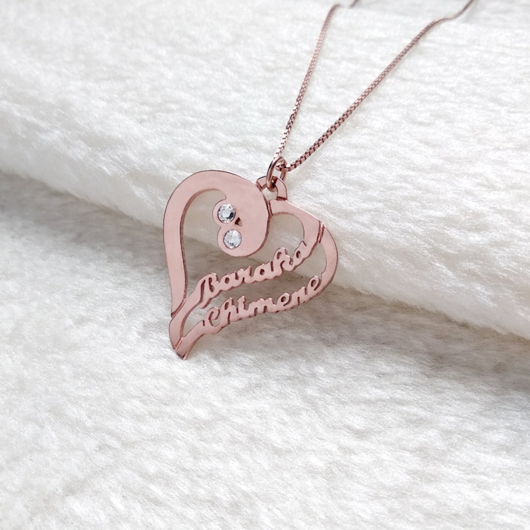 Buy Heart Name Necklace,personalized Birthstone Name Necklace,birthstone  Heart Necklace,custom Birthstone Heart Name Necklace,mother's Day Gift  Online