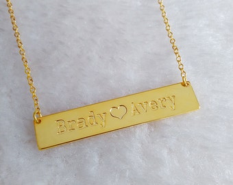 Best Friend Necklace,Gold Name Bar Necklace,Engraved Bar Necklace,Coordinates Necklace,latitude longitude Necklace,Custom Jewelry