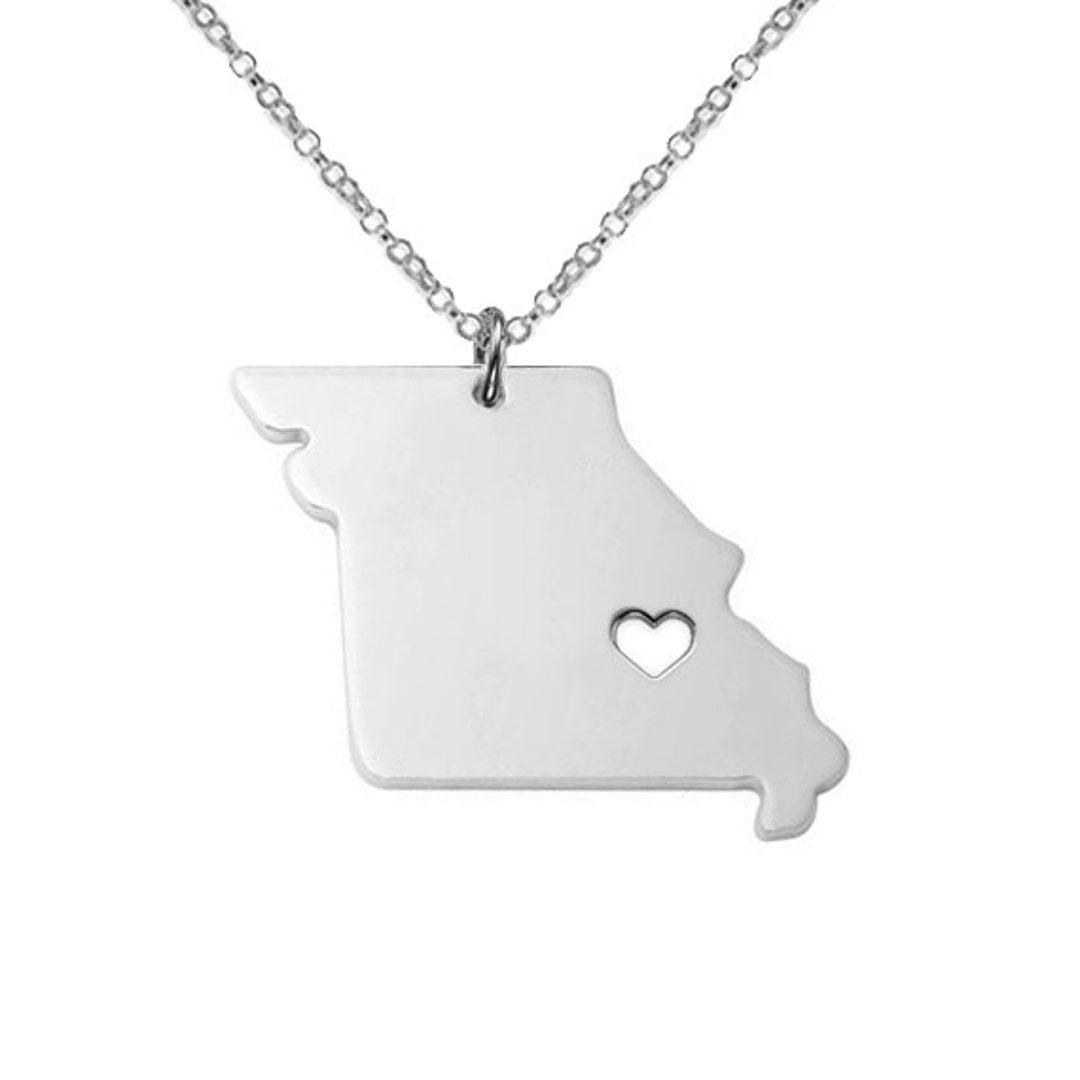 MO State Necklace,missouri State Necklace,mo State Charm Necklace