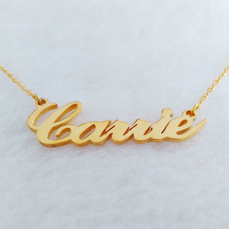 Personalized Name Necklace,Sex and City Name Jewelry,Custom Carrie Name Necklace,Carrie Style Name Necklace Gold,Christmas Gift image 2