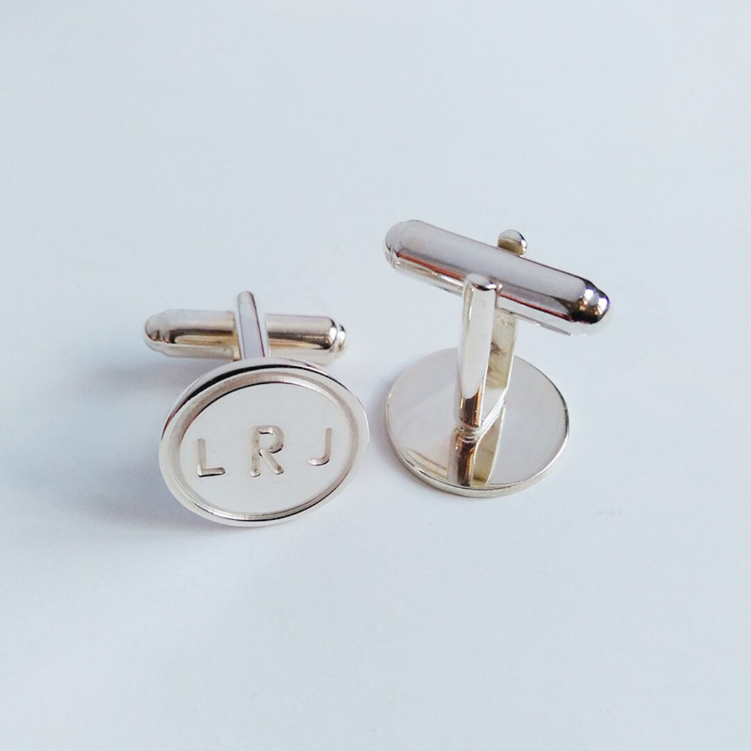 Personalized Cufflinks,circle Initial Cufflinks,engraved Initial ...