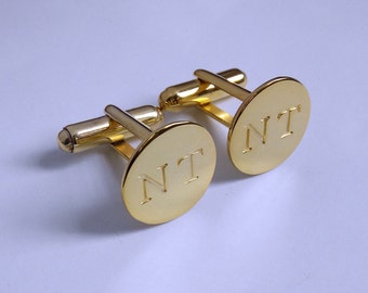 Groom Wedding CuffLinks,Initials Date CuffLinks,Engraved Gold CuffLinks,Gold Men CuffLinks,Gift for Fathers Day