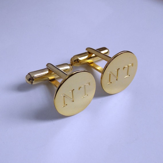 LOYALLOOK Personalized Initial Cufflinks - Gold Copper Letter Cuff Links (17mm)