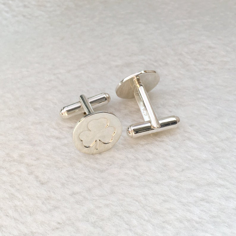 Shamrock Tie Clip and Cufflinks,Wedding Cufflinks and Tie Clip Set,Engraved Cuff Links and Tie Clip,Groom Wedding Gift,Gift for Fathers Day