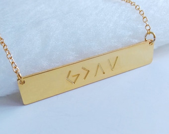 God Is Greater Than The Highs And Lows Necklace,Specific Bar Necklace,Gold Bar Necklace,Coordinates Necklace,Engraved Bar Necklace