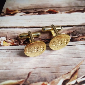 Groom Wedding Gift,Gold Men CuffLinks,Engraved Monogram CuffLinks,Gift for Fathers Day,Elegant Monogrammed Cufflinks