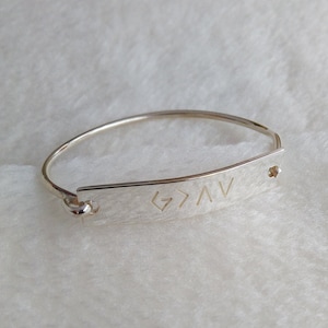 Personalized Silver Bracelet,God Is Greater Than The Highs And Lows Bracelet,Engraved Bar Bracelet,Coordinate Bracelet,Christmas Gift