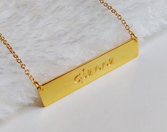 Gold Bar Necklace,Coordinates Necklace,Gold Name Bar Necklace,Latitude Longitude Necklace,Engraved Bar Necklace,Custom Jewelry