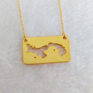 Benutzerdefinierte jede Karte Halskette, Gold Panama Halskette, Panama Charm Halskette, personalisierte Karte Halskette, bestimmte Karte Halskette, Weltweit Karte Halskette