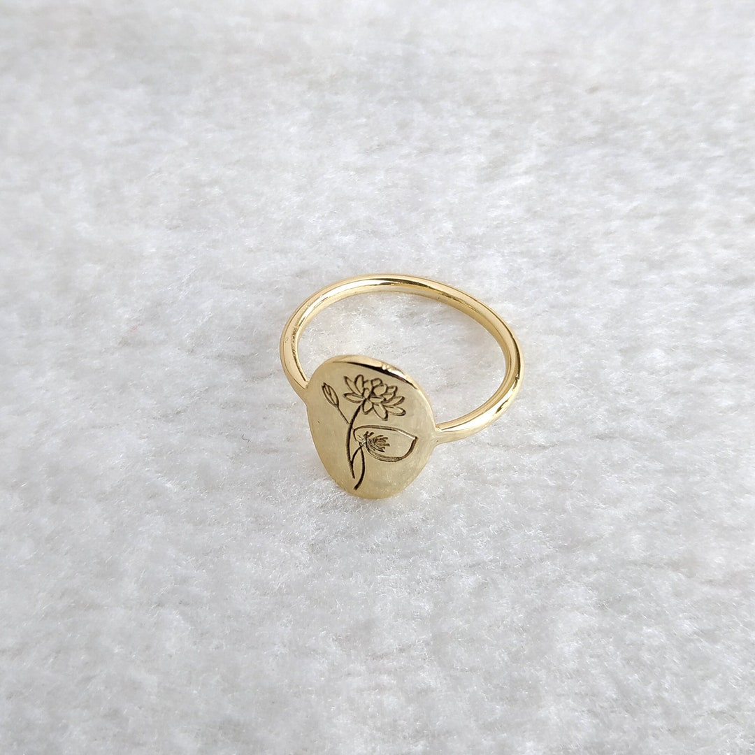 Custom Birth Flower Ring,birth Month Flower Ring,floral Ring in Silver ...