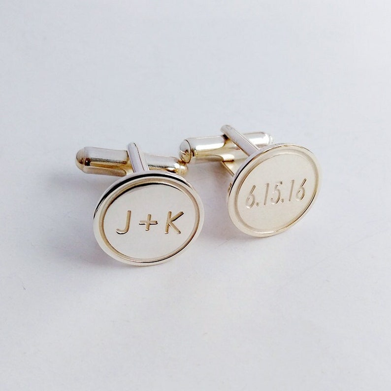 Personalized Wedding Cufflinks,Groom Wedding Cufflinks,Date and Initials Cufflinks,Engraved CuffLinks,Elegant Monogrammed Cufflinks image 1