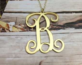 One Letter Necklace,Single Initial Necklace,Personalized Initial Necklace,1" inch One Letter Necklace-%100 Handmade