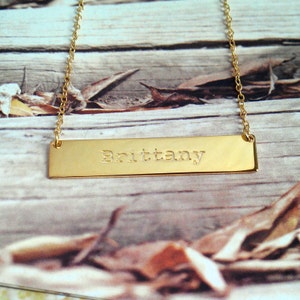 Engraved Necklace Personalized Bridesmaids gift Gold Bar Necklace Monogram Nameplate necklace Bridesmaids gift Graduation Bridesmaid gift