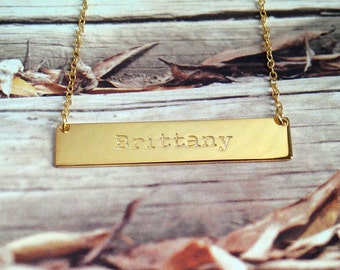 Engraved Necklace Personalized Bridesmaids gift Gold Bar Necklace Monogram Nameplate necklace Bridesmaids gift Graduation Bridesmaid gift