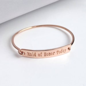 Maid of Honor Today Bracelet,Both Sides Engraved Bar Bracelet,Personalized Bar Bracelet Rose Gold,Engraved Bar Bracelet,Christmas Gift
