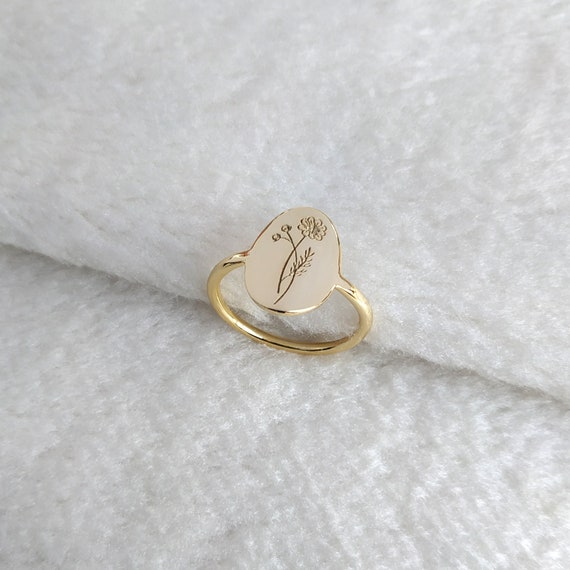 Birth Month Flower Ring,Custom Birth Flower Ring,Personalized Minimalist Ring,Floral Ring In Silver,Mothers day Jewelry,Christmas Present