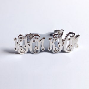 Sterling Silver Monogram Earrings-Personalize Earings any initial Monogram Earings 0.6&quot;inch %100 Handmade