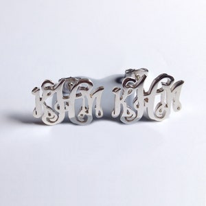 Sterling Silver Monogram Earrings-Personalize Earings any initial Monogram Earings 0.6"inch %100 Handmade